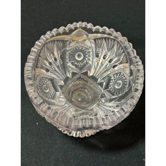 Antique Imperial Glass Nucut 212 Footed Compote Saw Tooth Edge Dish - Picture 6 of 10